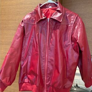 Red Pleather Bomber